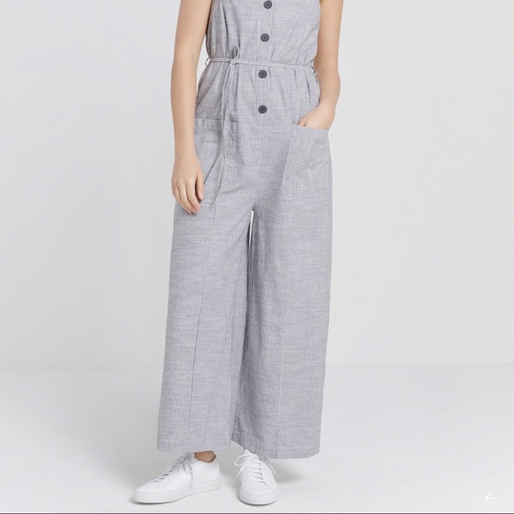 Frank & Oak Good Cotton Button-Up Striped Jumpsuit - Picture 6 of 7